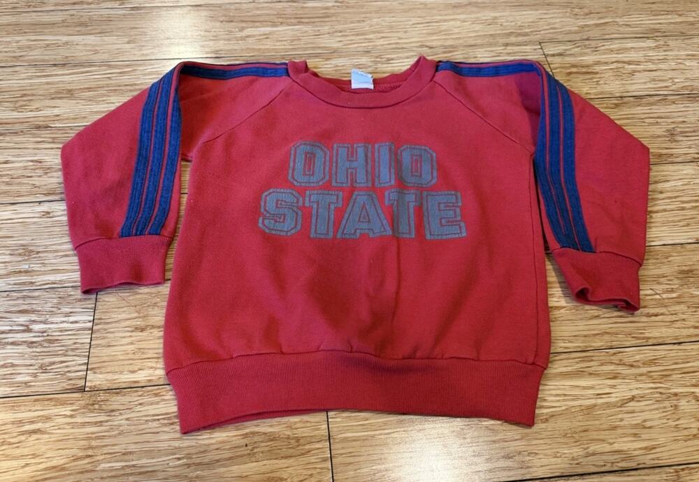 VTG Ohio State Buckeyes Sweatshirt Crewneck Youth Small 6-8 Leisure Wear Stripe